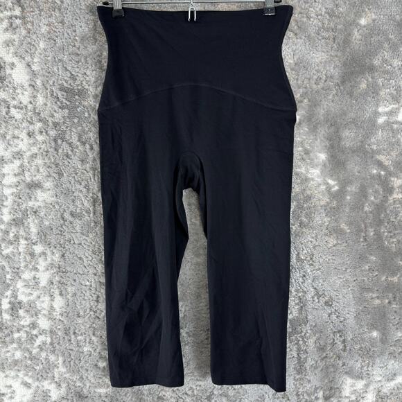 Spanx Size L Ankle Stretch Flat Front Casual Leggings Black Pull On Pants - Picture 1 of 11